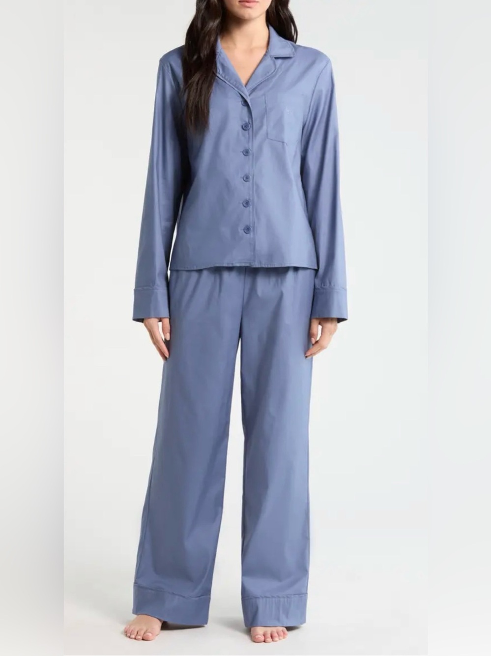 Reformation Coco Stretch Pajamas in Blue Organic Cotton